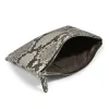 Leder Pouch Klein mit Reißverschluss Pythonoptik Schwarz-Weiß - 2