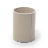 Stiftebecher Rund Leder Hellgrau - 4