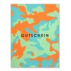 Gutscheinkarte Camouflage A5 - Orange, Grün auf Mint