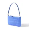 Leder Clutch Alligatoroptik Hellblau