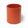 Leder Stiftebecher Rund Orange