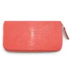 Leder Portemonnaie Groß mit Zip Coral