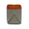 Stiftebecher Quadratisch Leder Grau/Orange