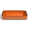 Leder Stiftablage Stitch Schmal Orange