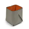 Stiftebecher Quadratisch Leder Grau/Orange - 3