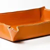 Taschenleerer rechteckig, Leder, 32x24 cm, Orange