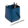 Leder Stiftebecher Quadratisch Blau - 2